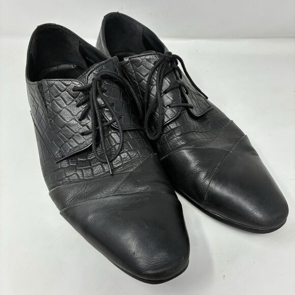 DIVINCH HANDCRAFTED BLACK ALLIGATOR LACE-UP OXFORD SHOES BLUE SOLE EU 42 US 9.5 main image 6